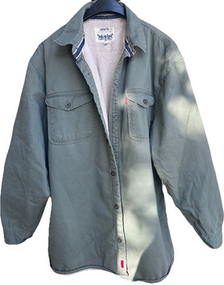 #ad #ad Levi’s Sherpa Lined Shirt Jacket Men’s XL Green Olive Button Front Chore Coat $39.99