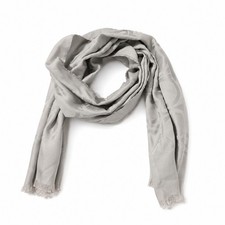 Salvatore Ferragamo Gray Gancini Scarf 70 Silk 30 Wool Made Italy 61x18.5