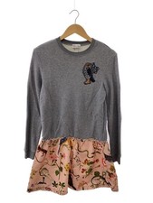 RED VALENTINO Beaded Embroidery Dress S Cotton GRY Floral Reptile