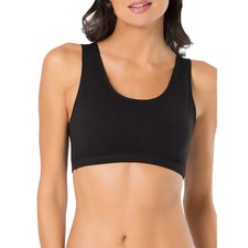 Fruit of the Loom Women's 34 Black Grey 2 Pack Tank Style Cotton Sports Bra A9-6