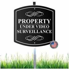 Elegant Aluminum "Property Under Video Surveillance" Yard Sign With Reflectiv...
