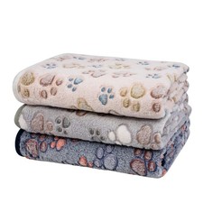 1 Pack 3 Dog Blankets, Soft Fluffy Fleece Pet Blanket Warm Sleep Mat Paw Print D