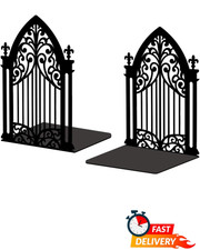 Metal Bookends Heavy Duty Cast Iron Decorative Shelf Book Supports Pair