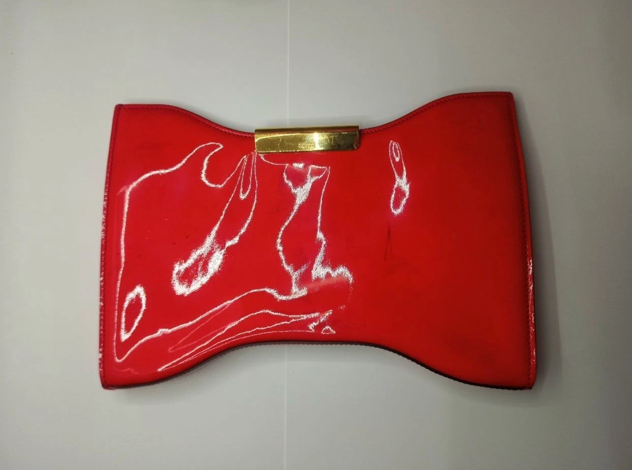Alexander McQueen — Alexander McQueen Vintage Red Patent Clutch Bow Shape Item No. 215543 497927