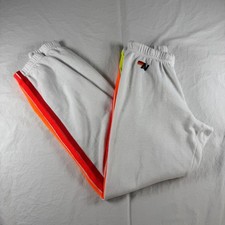Aviator Nation Women's Size S White 5-Stripe Neon Rainbow Logo Sweatpants