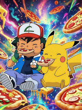 Anime Pok mon Ash Ketchum And Pikachu 6" High Quality Vinyl Sticker