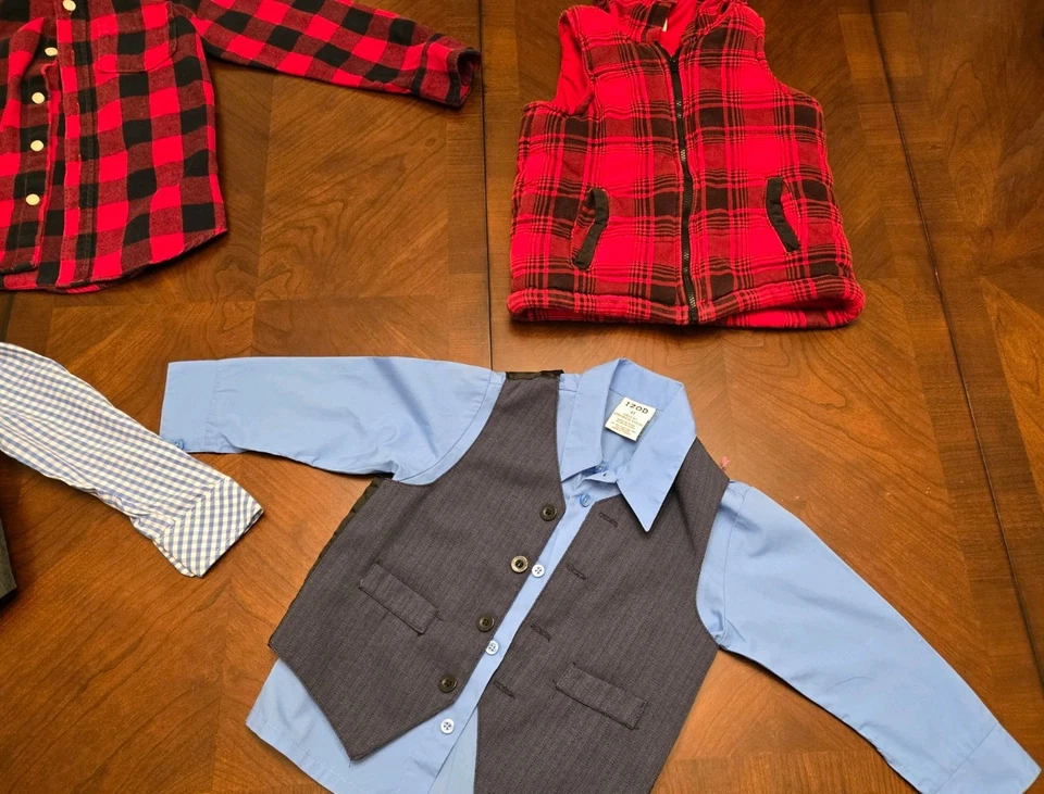 Camisas pre-amadas para niños talla 4 para Navidad, elegantes e informales Foto 2 de 4