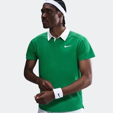 Image of NikeCourt Slam Dri-FIT ADV Tennis Polo Sz M/L Stadium Green FZ6931-324 White 40