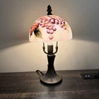 Dale Tiffany Grape Table Lamp Hand Painted Glass Shade Tree Trunk Base 2002 VTG