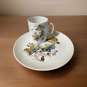 The Little Gardener Kid Bowls By Kaiser Germany  Childs Set Porcelain Plate Cup