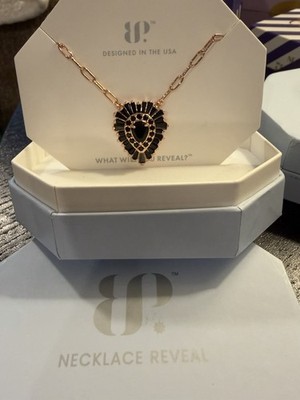 Ring Bomb Party Rose Gold Plated Heart Pendant Black Onyx CZ 18in Necklace