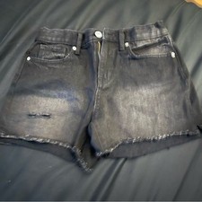 Old Navy girls Black denim shorts high rise adjustable waist band Sz 12