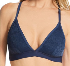Maidenform Women's Stretch Lace Triangle Wireless Bralette, DMSLTB, Navy, Large