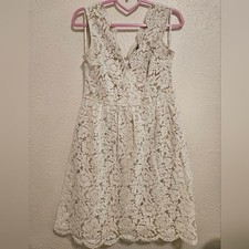 Lulus Love Swept White Lace Midi Skater Dress