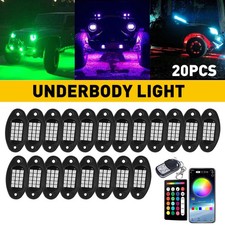 20x RGB Rock Light LED Kit For Off-Road Underglow Foot Wheel Light Truck ATV 12V