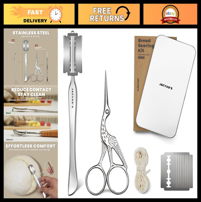 Bread Scoring Tool Kit - Sourdough Lame, Dough Scissors, 10 Blades & Twine