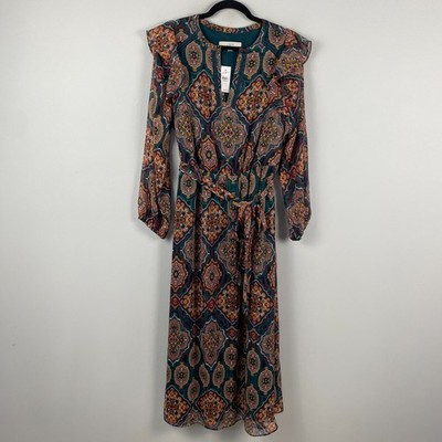 chinese dress ladies Floral v-neck elasticized long-sleeve dress main image 1