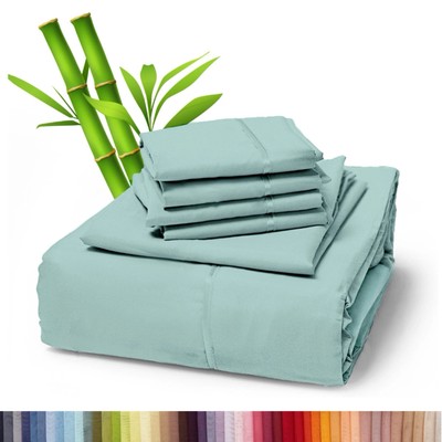 6 Piece Premium Bamboo Sheet Set, Deep Pockets, 50 Colors, 2200