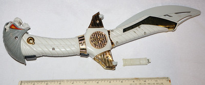 1994 VTG 17'' Power Rangers Bandai White Gold Talking Saba Sword Complete w cover