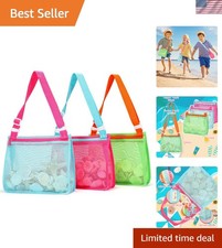 Set of 3 Kids Mesh Beach Bags - Versatile Seashell Collecting and Pool Accessory