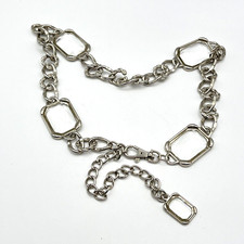 Chicos Chain Hip Belt Square Lucite Metal Links Silvertone Belt 32 - 36
