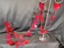 7' 10.5"  Love-Heart Garland Shiny Red Heart Glittery Holographic Paper Garland 