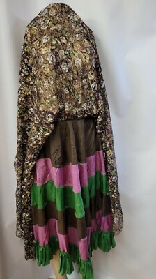 Easton Pearson Women's Skirt Waist 30'' Pleated lace overlay Multicolor #6