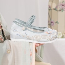 Damen Schuhe Schnalle Bestickt Blumenmuster Versteckt Absatz Antike Hanfu