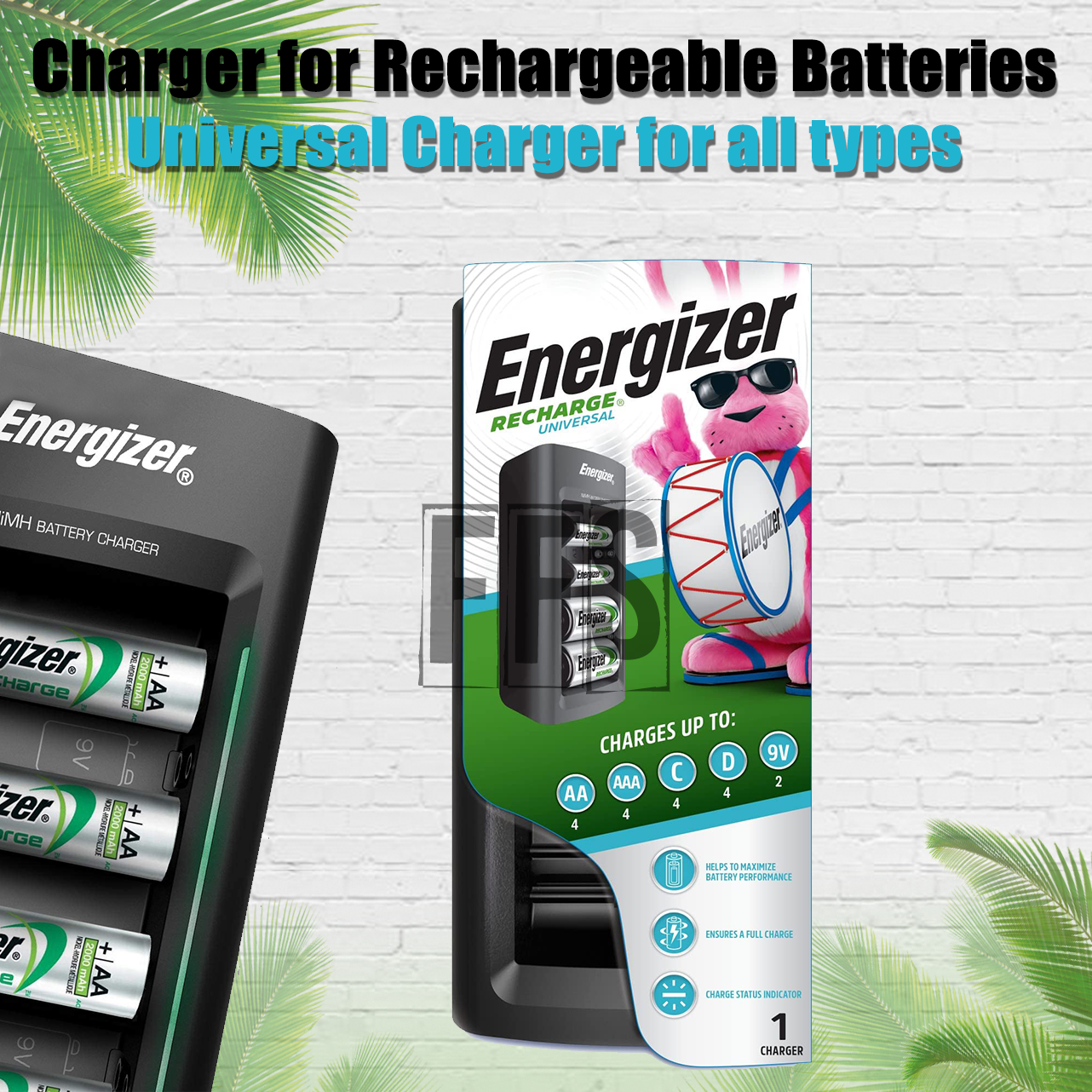 Energizer Universal Charger Multi Rechargeable Batteries AA/AAA/C/D/9V NiMH NiCD-image