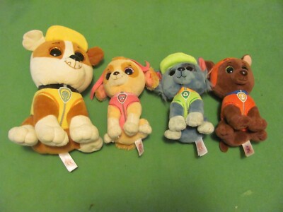 Lot of 4 Ty Paw Patrol Beanie Boos. Rubble, Skye, Zuma & Rocky.