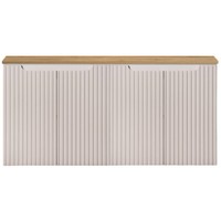 Waschtischunterschrank 120Cm Kaschmir Beige Eiche Gerillt Rillen BadmöBel