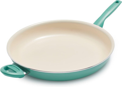 Rio Healthy Ceramic Nonstick 13.5'' Frying Pan Skillet with Helper Handle, Pfas-F