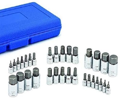 32pc MASTER HEX BIT SET (SAE & METRIC) SOCKET SET STANDARD ALLEN 1/4