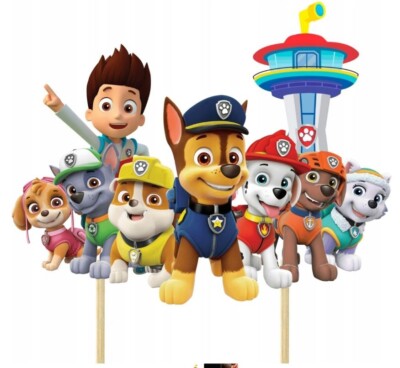 Paw Patrol Torten TOPPER 1 PCS Geburtstagstorte Cake Aufkleber Tortenstecker
