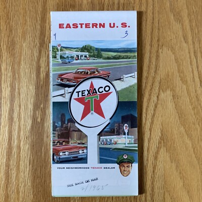 Texaco Map Eastern US Michigan Florida Ohio North Carolina 1964 Gas and Oil