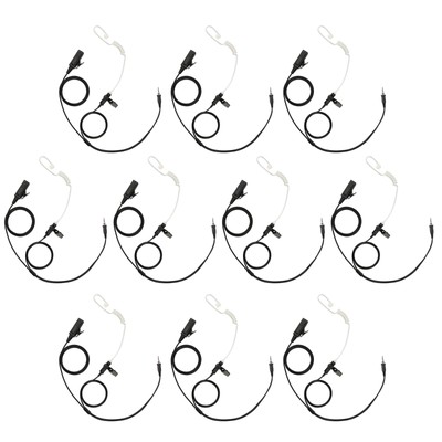 10PS 2-Wire Clear Coil Surveillance Kit PTT Mic for Vertex VX-7E VX-6E VX-7R