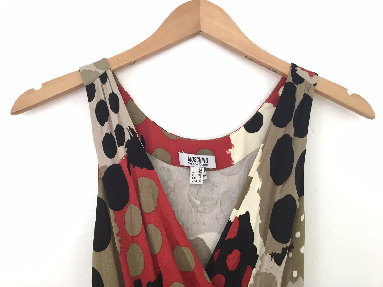 Abito a pois Moschino Economico And Chic Rayon Magliato Maglia Rayon Made In Italy Taglia US 8