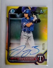 2022 Bowman Jojo Blackmon 1st Bowman Yellow Refractor Auto #/75 - Texas Rangers