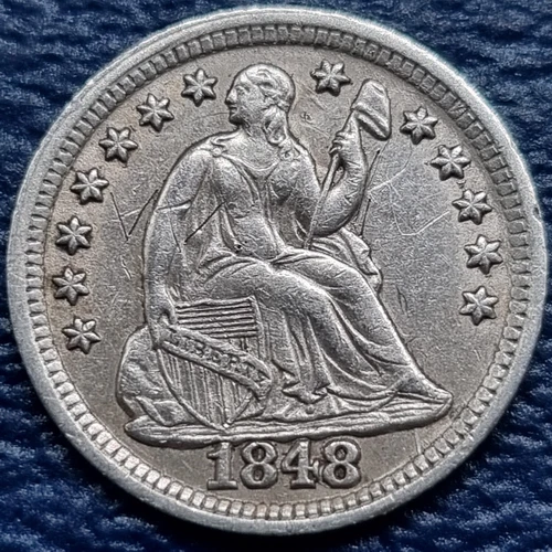 1848 Seated Liberty Half Dime 5c Higher Grade XF - AU Details #72195