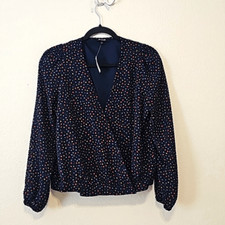 Madewell Navy Polkadot Blouse Size Small