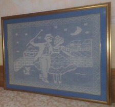 QUADRO VINTAGE AD UNCINETTO CON CORNICE DORATA