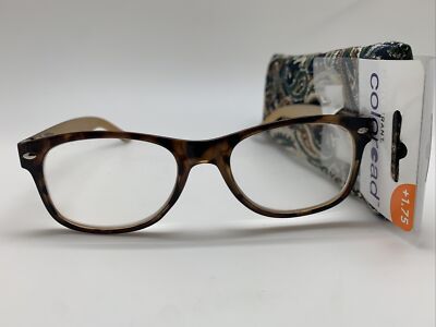 D963 Foster Grant Coloread  CHARLIE GLD 1.75 Reading Glasses READERS