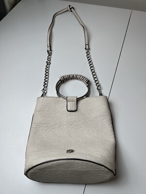 Carlos Santana Ivory Vegan Leather Bucket Round Covered