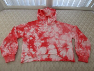 NWT United Colors of Benetton Girl's Cute Orange Tie-Dye Hoodie Top, Sz US 11/12