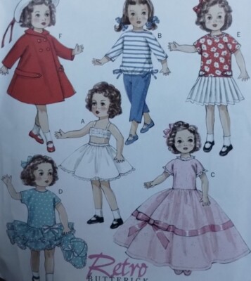 Butterick Sewing Pattern 6 Different Retro 1956 Outfits for 18'' Doll B6000 Uncut