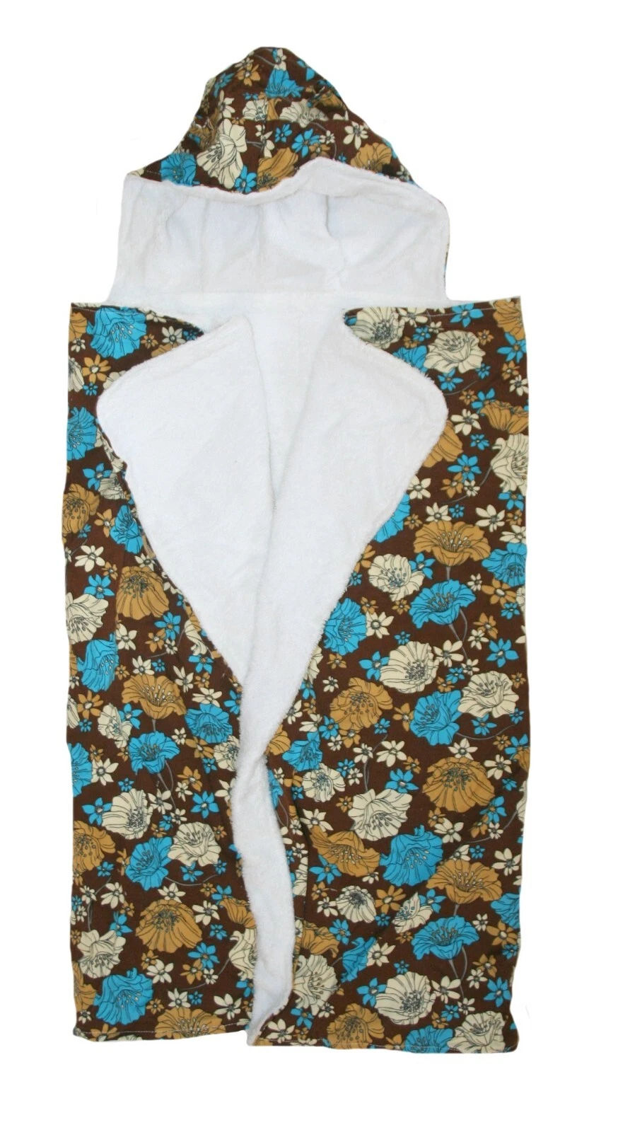 My Blankee Brown Floral Corduroy Hooded Terry Baby Infant Towel (26" x 42")