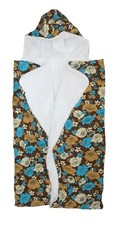 My Blankee Brown Floral Corduroy Hooded Terry Baby Infant Towel 26" x 42"