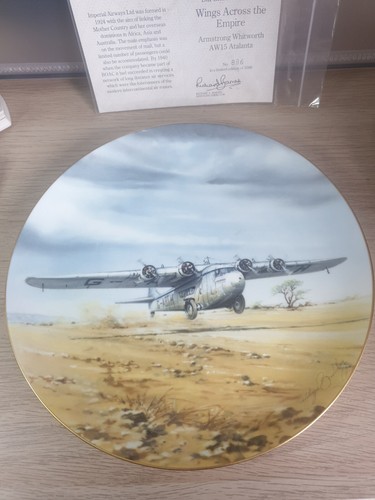 Coalport Plate Wings Across The Empire Armstrong Whitworth AW15 Atalanta Plane - Picture 3 of 4