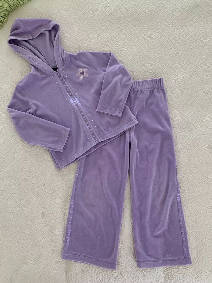 Wearever Girl Jogging Suit Set 2 PC Velour Hood Zip Up Pants