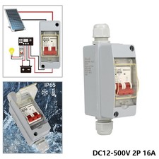 DC12-500V 16A 2 Pole Electrical Isolator Waterproof Solar DC Circuit Breaker Box